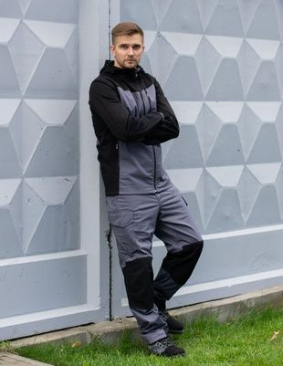 Костюм робочий з комбінезоном SAYMON Саржа сірий/чорний 240 г/м2 розмір 44-46