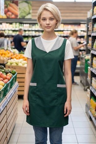 Фартух для продавця Афіна №2 р.44-50 габардин зелений/білий (13605481627.230)