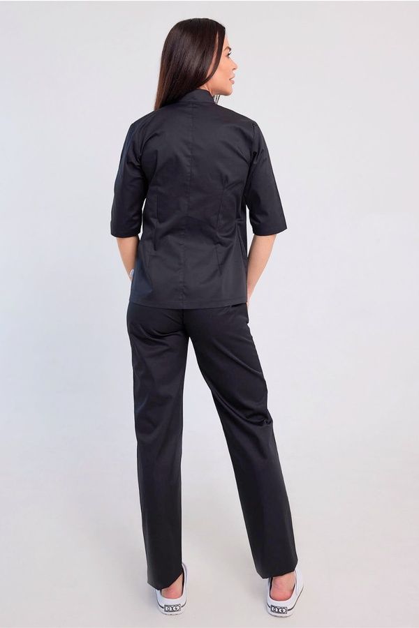 Медичний Жіночий Костюм Кароліна котон чорний 44р. (44-56) - Медичний Одяг Марія (13741705249.550.578)