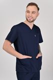 уніформа TopLine Костюми медичні чоловічі - медичний костюм Мадрид (40-68) через голову тк.преміум-котон - колір темно-синій , рукав короткий, брюки прямі фото