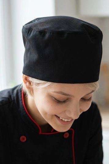 Шапка таблетка кухарська з сіткою Т-01 на резинці котон чорний - Форма кухаря (75.90)