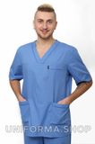 уніформа Maria Костюми медичні чоловічі - медичний костюм Герман (42-66) тк. батист, колір блакитний, рукав короткий, брюки прямі фото