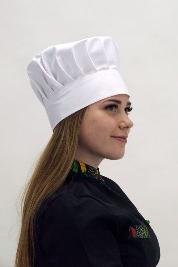 Кухарський ковпак Танагра на ліпучці саржа білий - Форма кухаря (80.100)