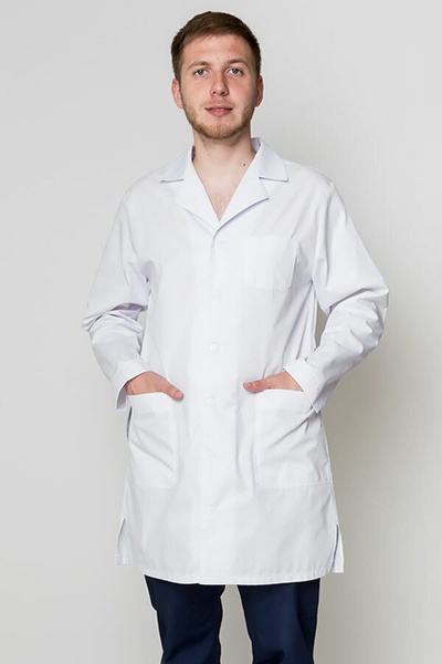 медичний халат Доктор (40-60) преміум-котон, колір білий, рукав довгий 545501704 фото