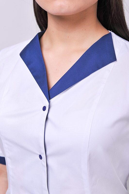 фото халат Елегія (40-60) сорочкова, білий/темно-синій, рукав 1/2 799479500