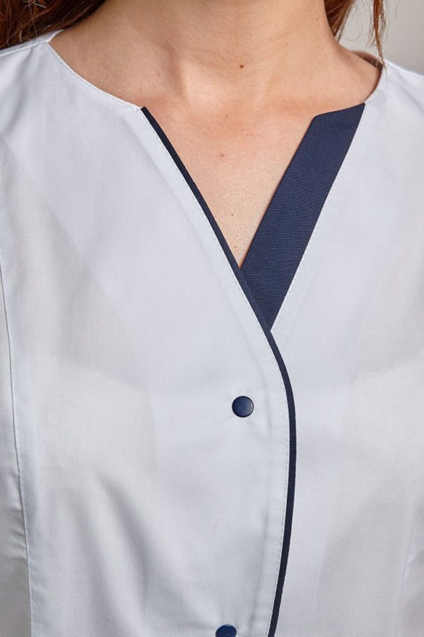 фото халат Христина (40-60) сорочкова, білий/темно-синій, рукав 3/4 681439501