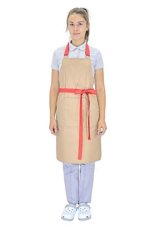Фартух для офіціантів і барменів Ківі саржа р.44-50 бежевий/червоний (180.189)