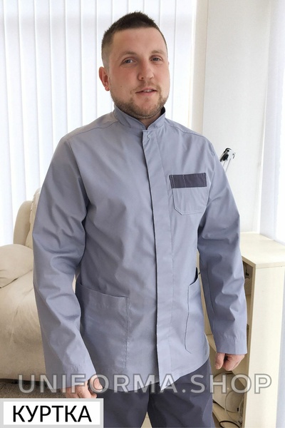 куртка медична Бравері (40-60) преміум-котон, колір димчатий/асфальт, рукав довгий 409719704 фото