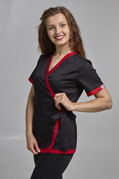 фото костюм Азалія (40-60) сорочкова, чорний/червоний, рукав короткий, брюки класичні 683669501