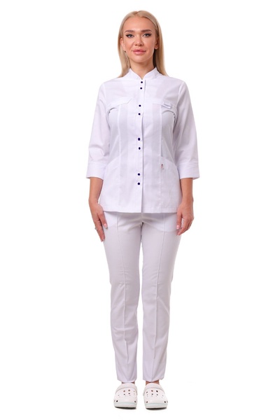 костюм Пекін котон преміум білий брюки класичні розміри (40-64)