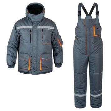 Костюм робочий утеплений DEXTER мембранна 120 г/м2 розмір 44-46 (3-4) Сірий/Помаранчевий Куртка+комбінезон - Спецодяг зимовий утеплений