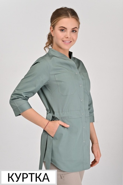 куртка Нормандія (40-68) на кнопках тк.преміум - колір оливковий , рукав 3/4 2070131702 фото