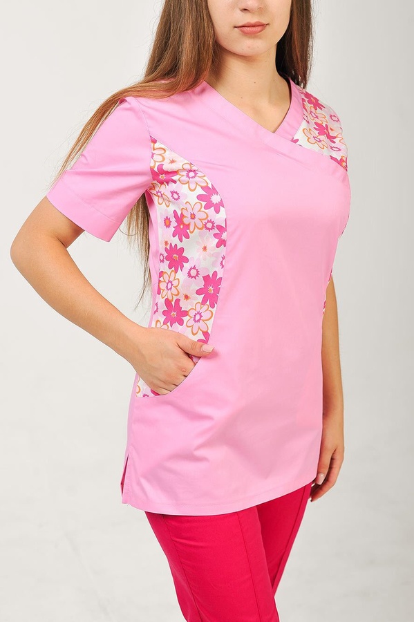 фото куртка Марина (40-60) сорочкова, рожевий/принт, рукав короткий 1554920102