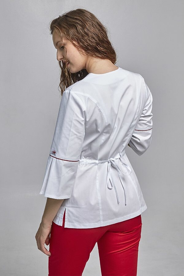 фото куртка Париж (40-60) преміум-котон, білий/червоний, рукав 3/4 380935104