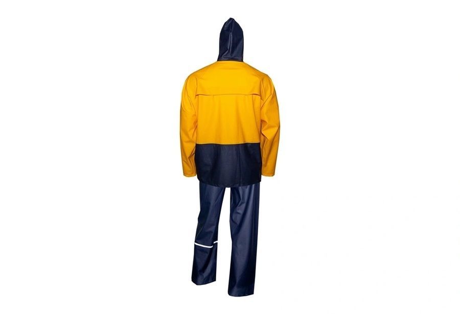 Костюм від дощу (куртка + брюки) PU + PVC покриття LINCOLN прогумована синій/жовтий розмір M - Робочий одяг Сізам